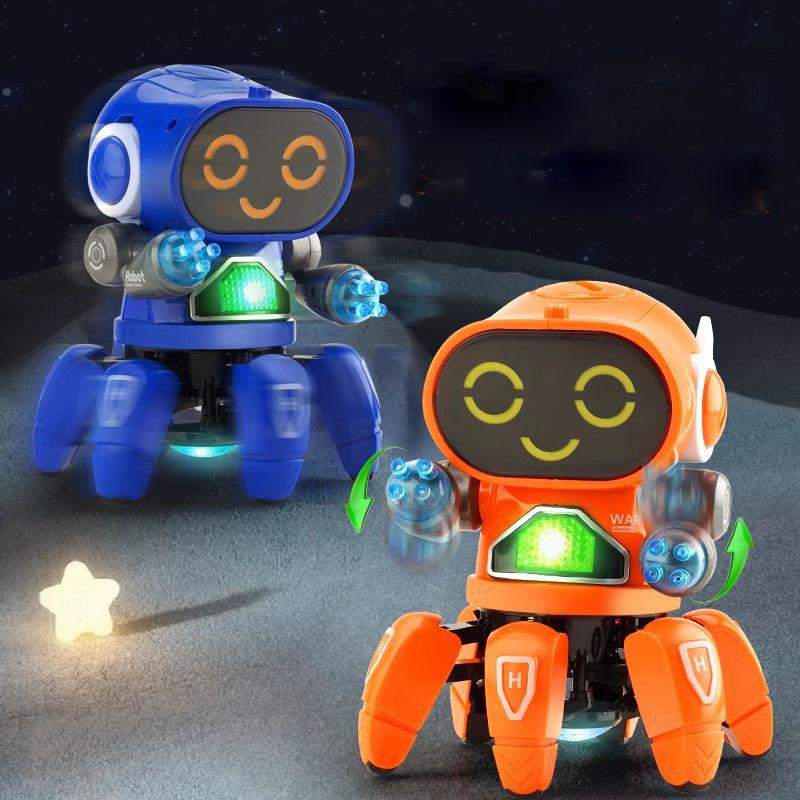 Dance Music 6 Claws Robot Octopus Spider Robots Vehicle Birthday Gift Toys for Children Kids Early Education Baby Toy Boys Girls