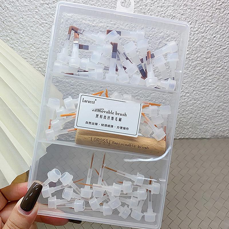 40/60 Stück Nagellackpinsel mit Doppelkopf-Stiftdose, Ersatzkopfpinsel, Nagelbürste, Flüssigkeitsapplikatoren, Maniküre-Werkzeuge