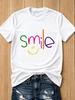 Cute Cropped Top, Women's Short-sleeved, Round-neck Graphic T-shirt for Spring and Autumn, Featuring