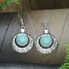 Vintage Jewelry Set with Engraved Patterns On the Metal Surface, Inlaid with Synthetic Turquoise, Suitable for Daily Wear and Party Accessories for
