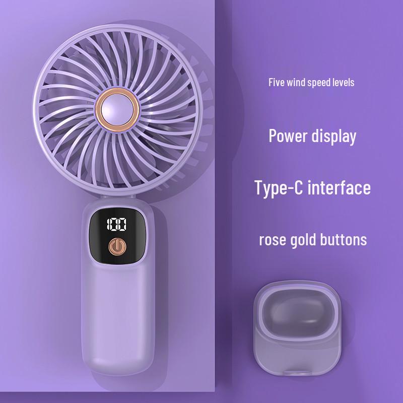 USB Mini Handheld Fan with LED Display - Portable Gift for Students and Dorm Rooms