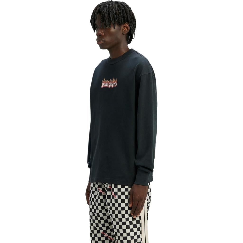 Palm Angels Burning Logo-print Long-sleeve T-shirt Men's PMAB002F22JER0021001