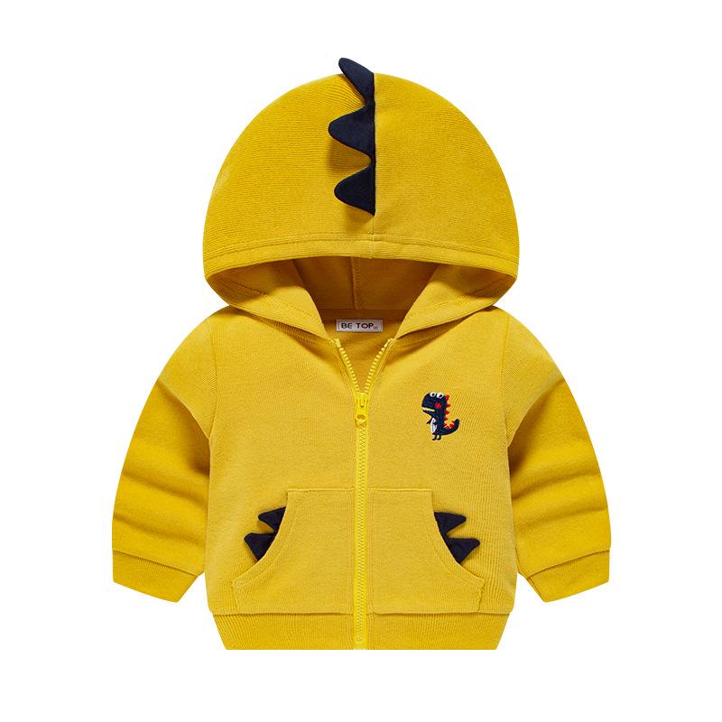 Betop Spring/Autumn 2026 Boys Dinosaur Hooded Jacket - French Ribbed Knit 90 cm