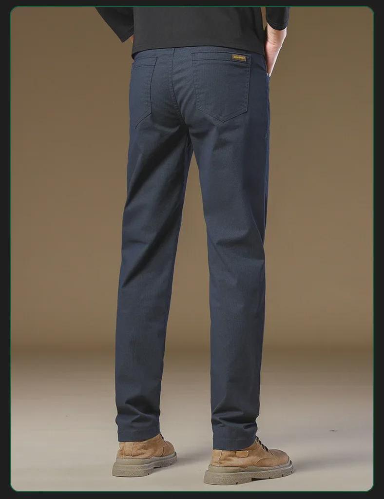 Men's Slim Fit Elastic Belt Cotton Suit Pants for Autumn/Winter 2024