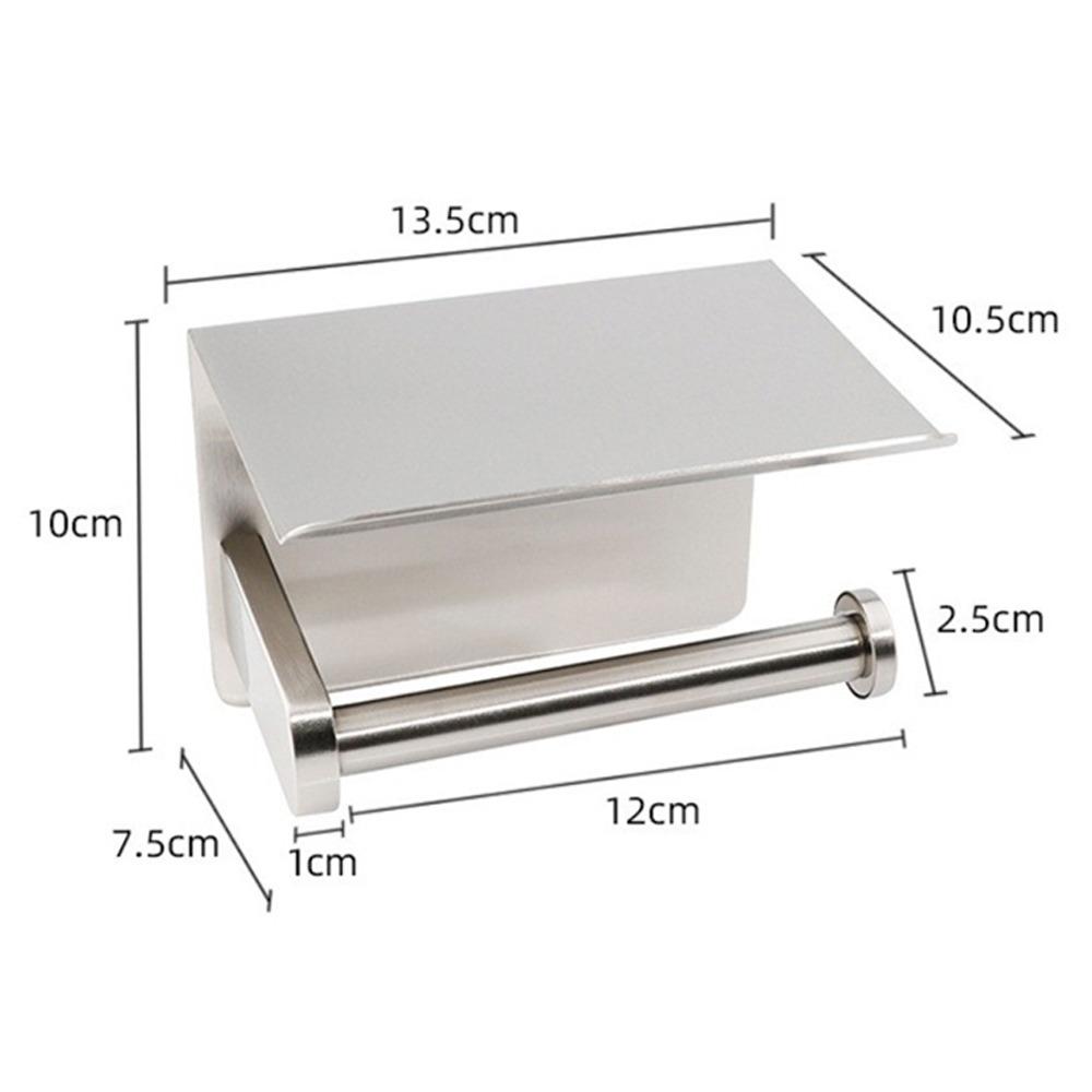 

Wall Mount Toilet Paper Holder Stainless Steel Toilet Paper Rack Cell Phone Holder Bathroom Use Silver-A
