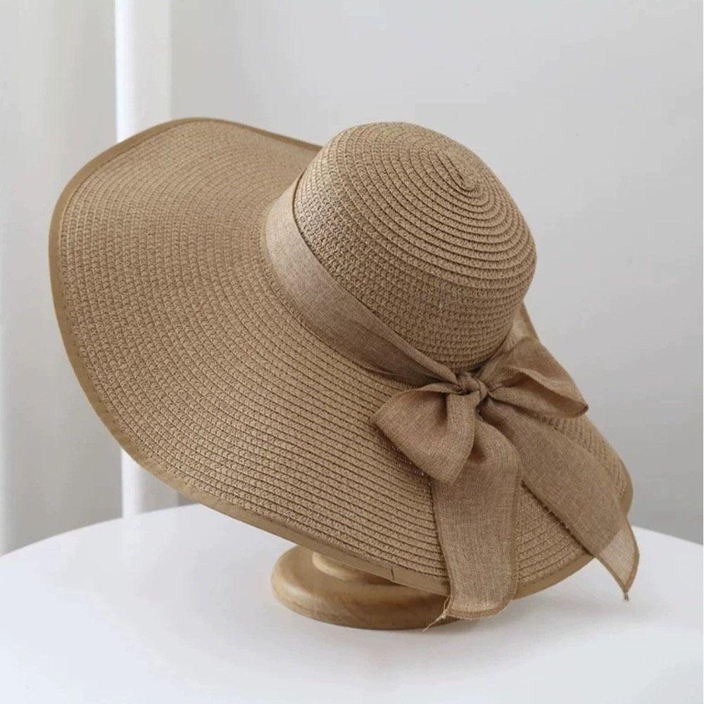 Wide Brim Straw Sun Hat Oversize Sun Protection Hat Foldable Weave Sun Cap  Summer