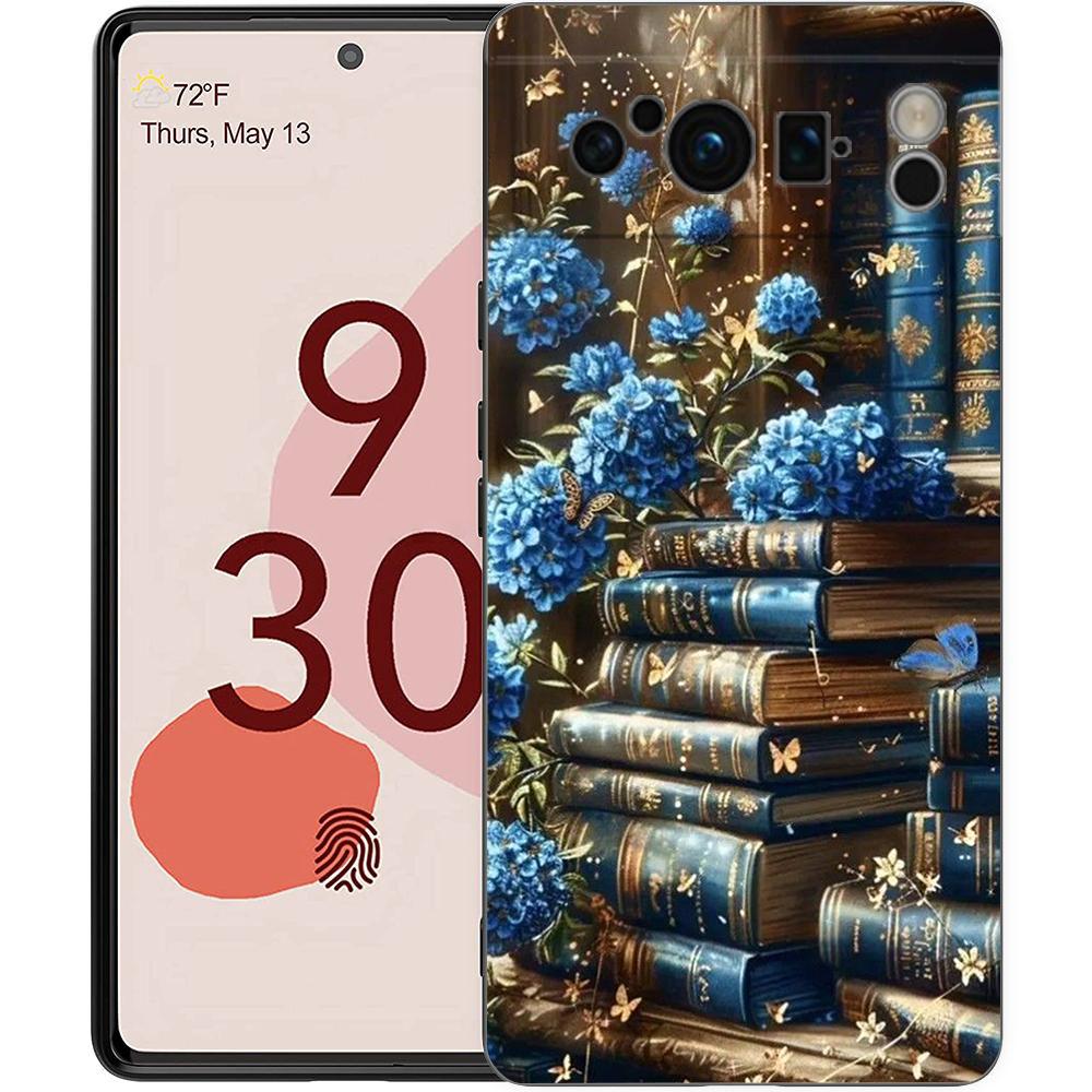 Vintage  Bookcase Painted Phone Case Cover for Google Pixel 9 8 7 6 7A 6A Pro Shockproof Soft TPU 9 Pro XL Shell Capas Fundas