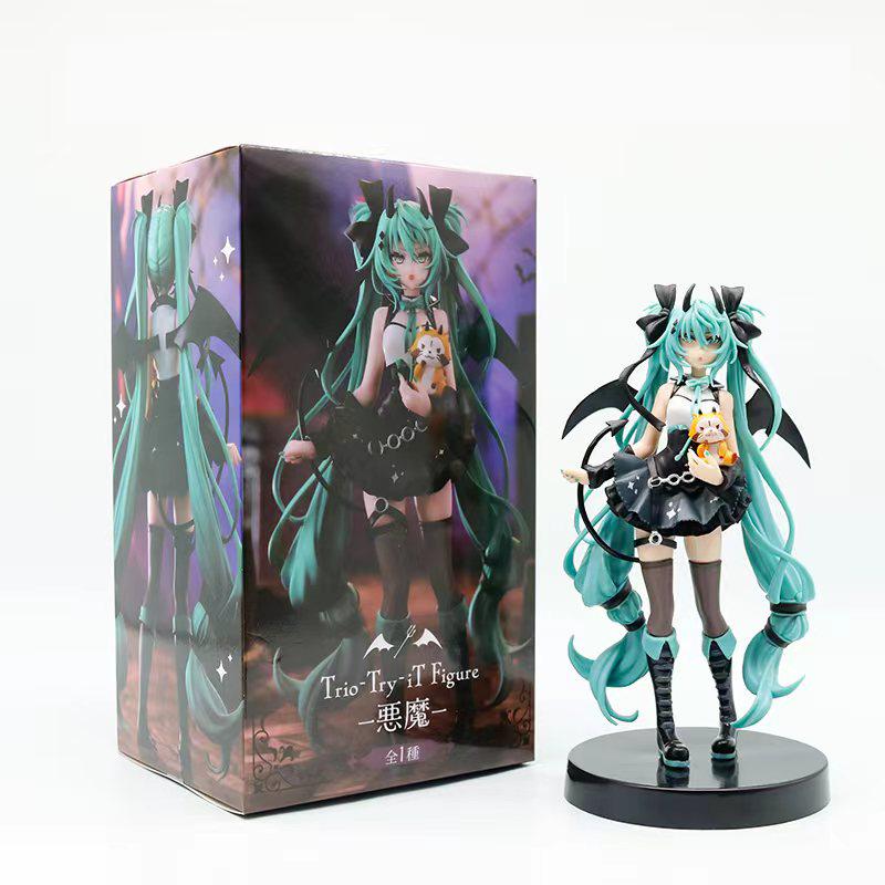 Anime Little Devil Hatsune Miku Premium Action Figure 2D Style Model Raccoonthemed Devil Miku Collectible Decorative Ornament