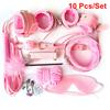 Beginner Friendly BDSM Bondage Set – 7 Pcs Cotton Rope Restraint Kit with Handcuffs Collar Gag Whip Couples Adult Play Toy
