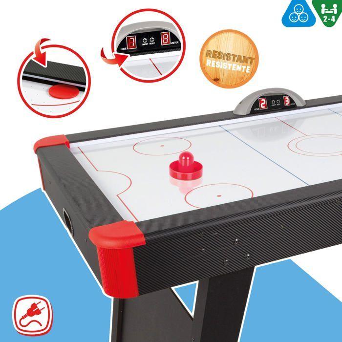 Table de hockey sur air pour enfants - COLORBABY - 137x73x84 cm - 2 joueurs - Marqueurs électroniques - Coins arrondis