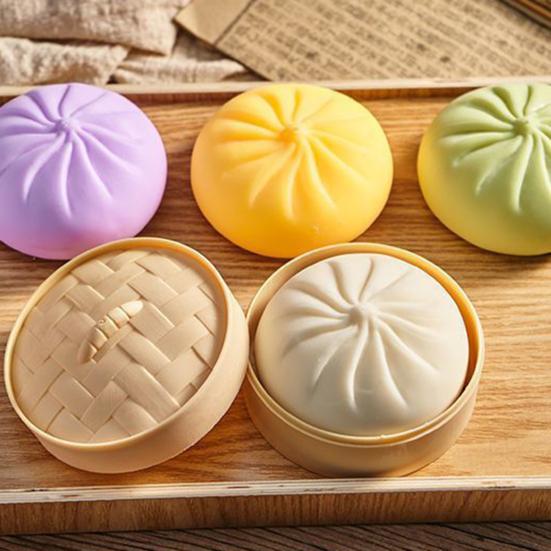 Fake Steamed Bun Toy Realistic Prop Soft TPR Stress Relief Squeeze Ball for Prank Anxiety Relief Fidget Toy