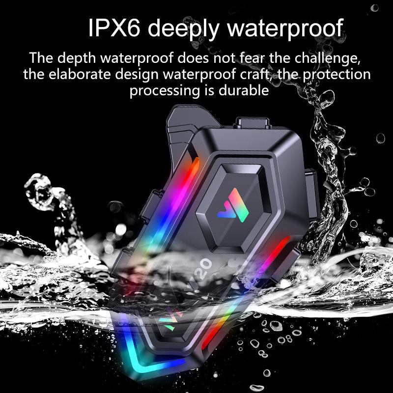 Y20 Waterproof Bluetooth Helmet Headset with RGB Lights & Heavy Bass