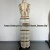 Striped European & American Fashion Vacation Beach Bikini Long Dress Set