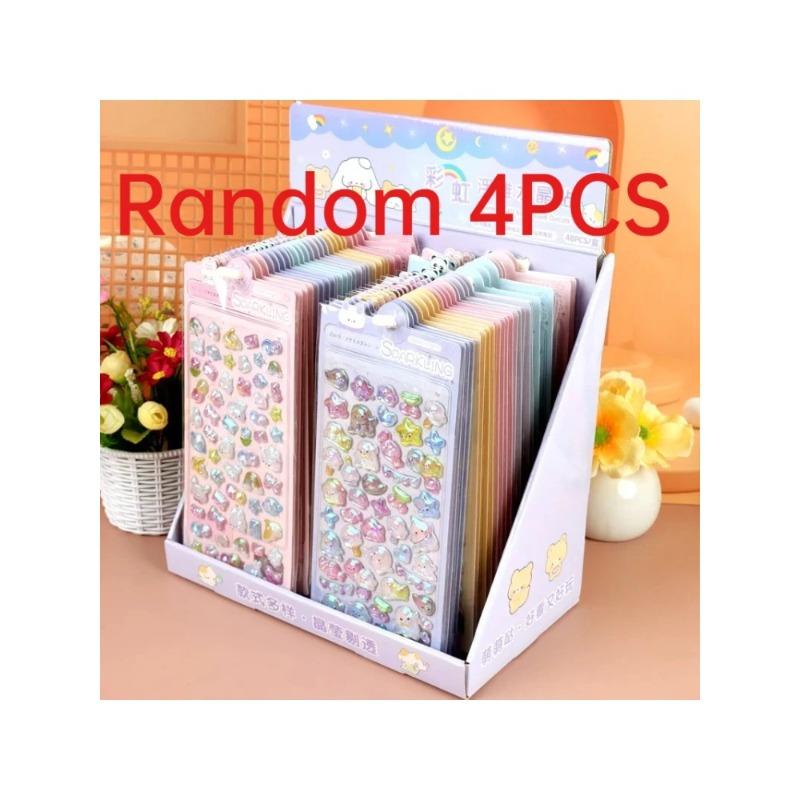 4PCS Cartoon 3D Relief Water Drop Stickers Adorable plus Enjoyable Animals Rabbit Panda Stickers Diy Diary Stationery Stickers AA