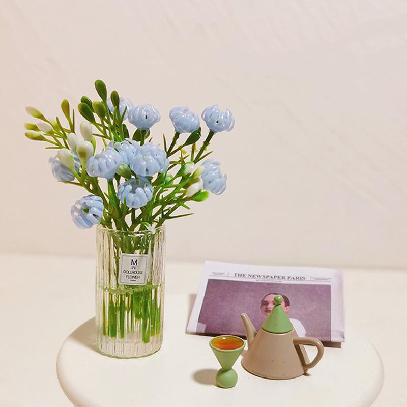 1:12 Dollhouse Miniature Bouquet Potted Plants Table Flowers Greenery Bonsai Model Desktop Vehicle Mounted Ornaments Home Decor