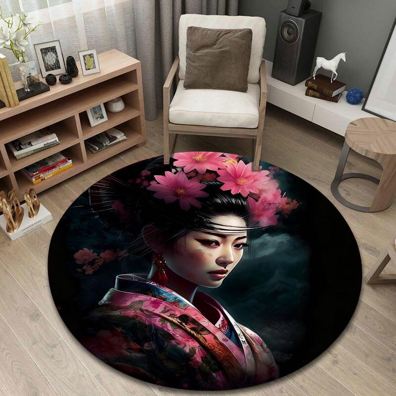 Elegant Round Dragon Multicolor Rug Pad, Non-Slip Floor Mat for Family Room