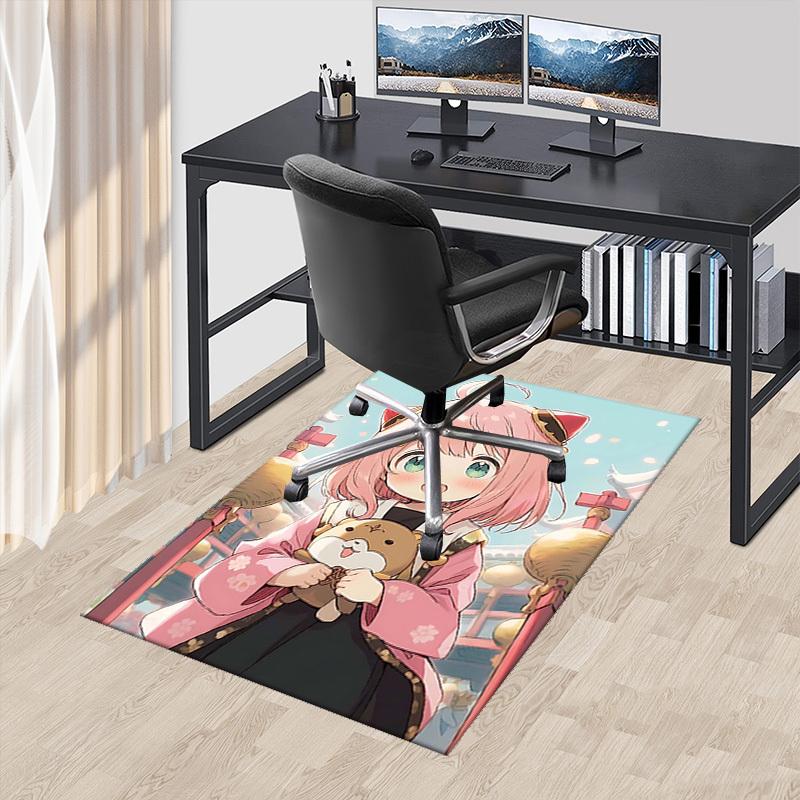 

1pc Anime Cat Ear Girl Chair Mat - Cute Pink Floral Design, Non-Slip Office Rug for Home Decor, Seasonal Gift, Suitable for All Seasons.Q069 60cm by 90cm