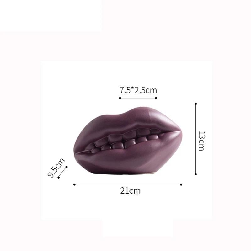 

Creative Purple Lips Ceramic Vase Human Facial Features Abstract Vases Table Decoration Flowers Arrangement Room Aesthetic Decor