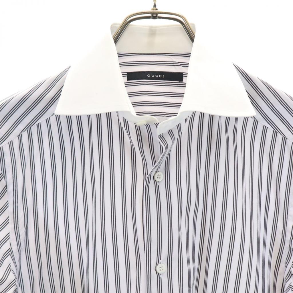 Gucci Made In Italy Striped Pattern Long Sleeve Cotton Shirt 38 Men's Used