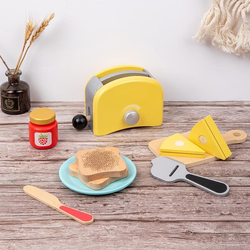 

Baby Simulation Bread Machine Coffee Machine Playing House Kitchen Cutlery Sandwich Chopper Wooden Parent-Child Toy
