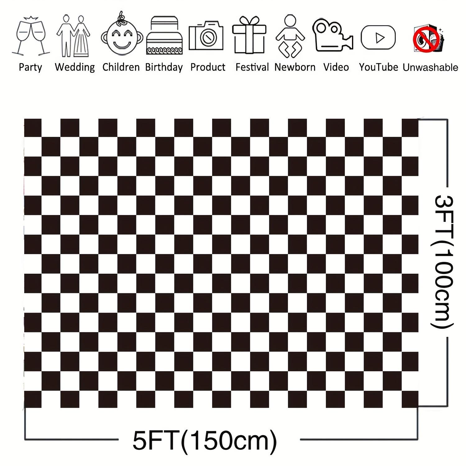 Black and white chessboard texture birthday chessboard theme photography background birthday party banner photo background 100X150cm чёрный