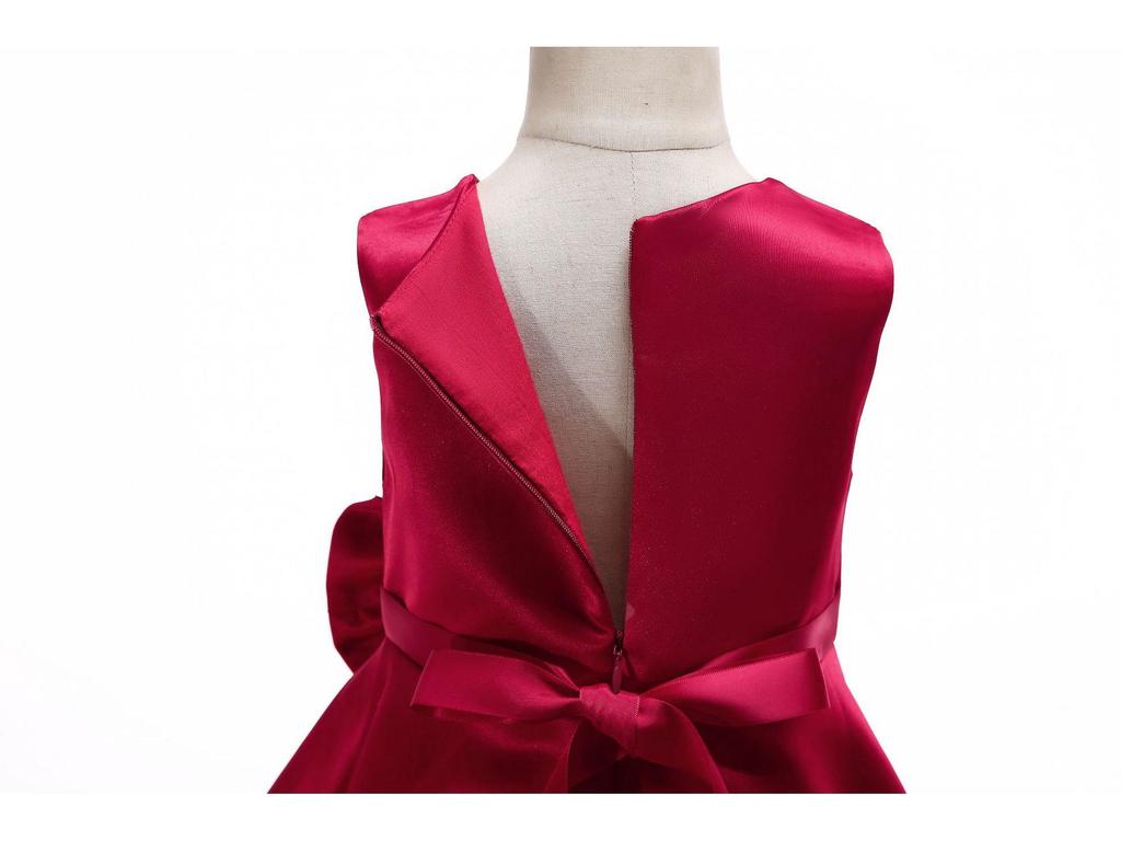 Červené dívčí princeznovské představení šaty střední délky