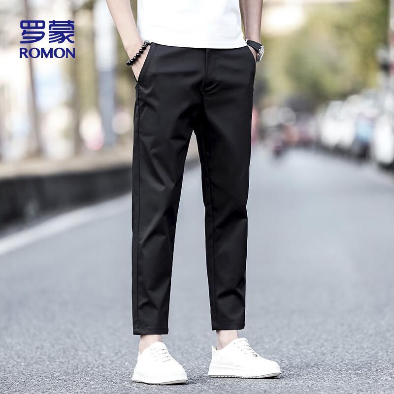 ROMON Men's LL89 Straight-Leg Ice Silk Casual Pants