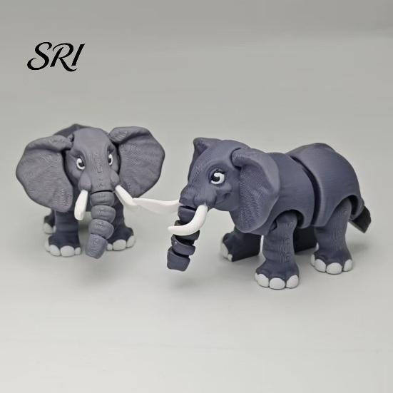 Movable Joints Animal Toy 3D Printed Elephant Figurine Simulated Stress Relief Statue Fidget Home Office Desktop Decoration Ornament