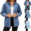Dames Casual Losse Pasvorm Lange Mouwen Jeans Shirtjas met Knopen