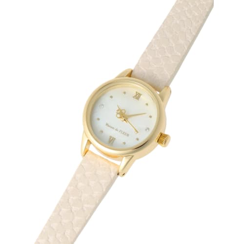 Maison De Fleur Women's Leather-Look Belt Watch, Ivory