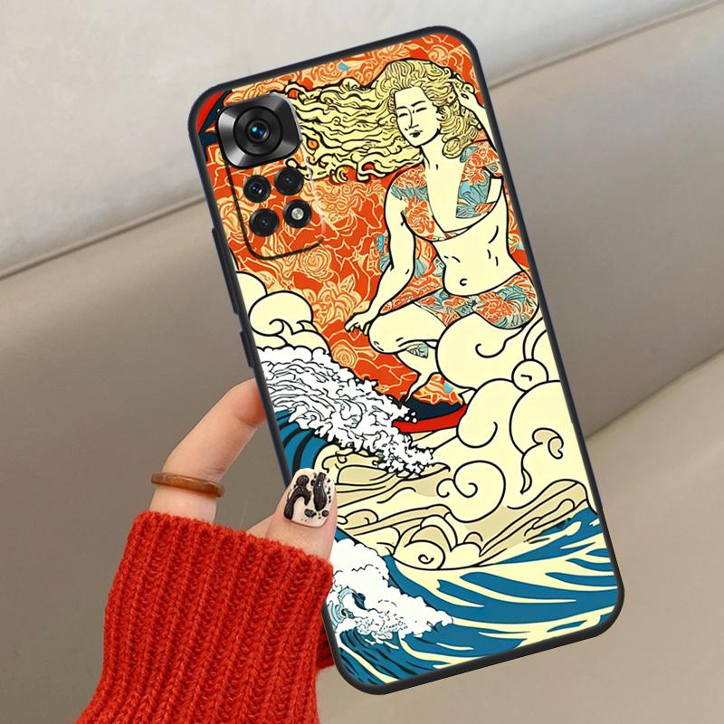 Japanese Surfers Case For Xiaomi Redmi Note 14 13 12 11 10 15 Pro Plus Cover For Redmi 15 C 13C 10C 12C 14C
