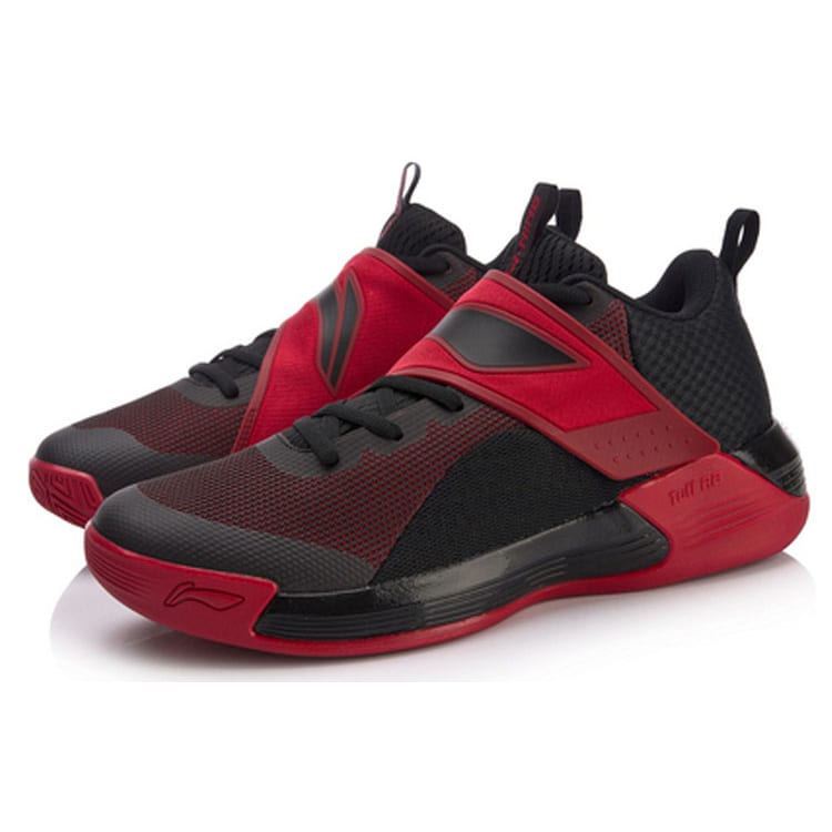 Li Ning Yushuai Non Slip Lightweight Mid Top Basketball Shoes Men's Black Red ABPN015-5