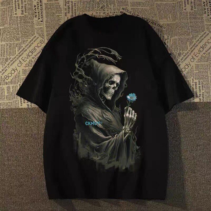 Gothic Reaper Hip Hop Y2k Art Retro Style Casual T-Shirt Men's and Women's Luxury Brand