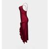 Women's Solid Color High Slit Nightgown Ruffle Trim Sexy Sleeveless Camisole Loungewear 635 Chic Versatile Sleepwear That Can Be Worn as a Mini Dress