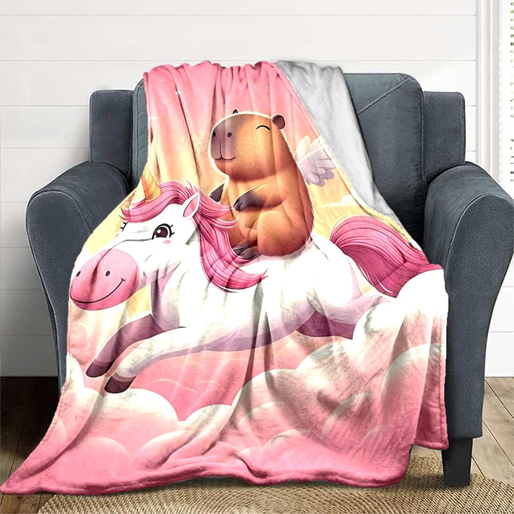 1PC Unicorn, Capybara Blanket - Soft Warm All-Season Throw for Sofa, Bed, Car, Office, Throw For Sofa yy250916097