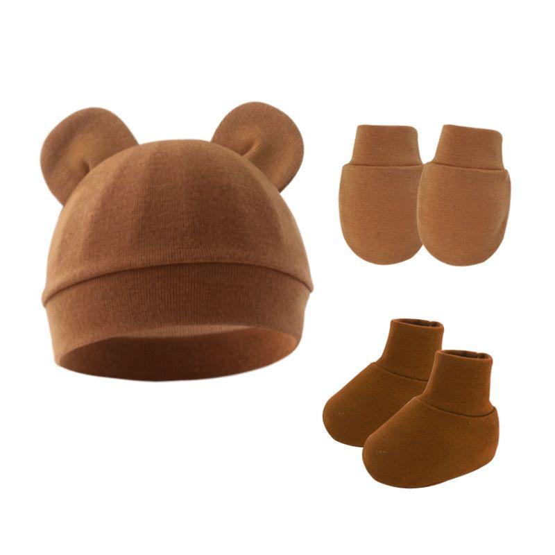 Conjunto de Chapéu e Luvas para Bebê Menina Algodão Gorro para Recém-nascidos Acessórios para Meninas Touca para Bebê Touca para Crianças Pequenas e Bebês Presente para Recém-nascidos
