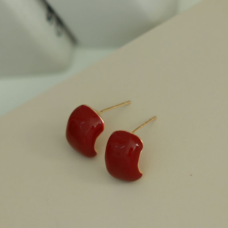 

to Lack of Sting Sterling Silver Needle Gold-Plated Red Jequirity Bean Ear Studs Red Beans without Pierced Ears Mosquito Coil Ear Clip White Female A pair of red stud earrings