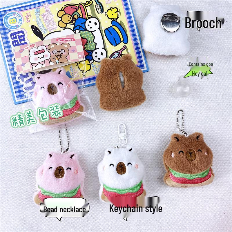 

Capybara, Panda, Koala & Bee Cartoon Plush Pendant Brooch рожевий