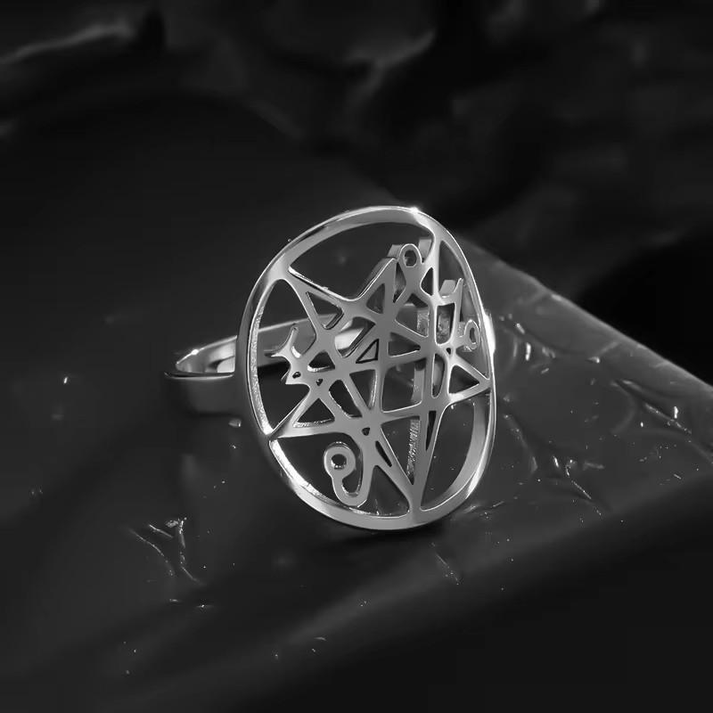 

New Book of Necromancer Symbol Stainless Steel Ring Neutral Style Men and Women Versatile Fashion Accessories