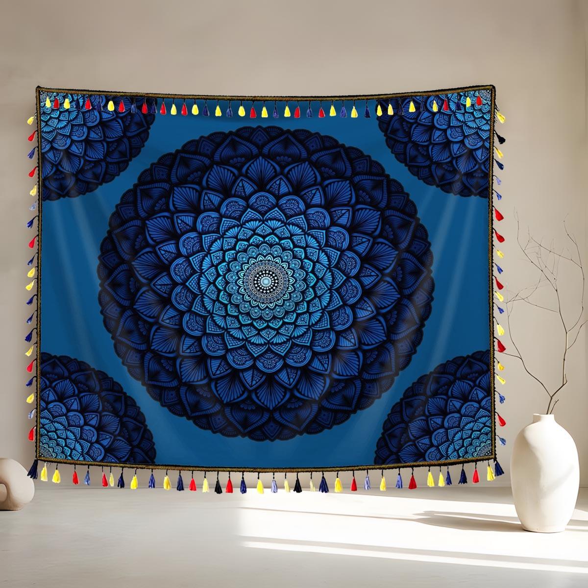 Psychedelic Hippie Tree Of Life Tarot Tapestry With Tassel Wall Hanging Tapestries Outdoor Camping Home Decor Tapestry Blanket 95X73CM