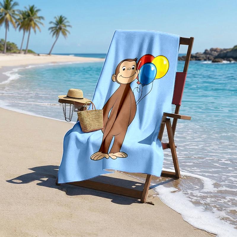 Curious George Fashion Beach Towel: Ideal for Summer Adventures Soft, Absorbent and Quick Drying Suitable for Swimming and Bathing