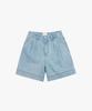 LOSSYROW Two-Tuck Wide Denim Shorts Light Blue