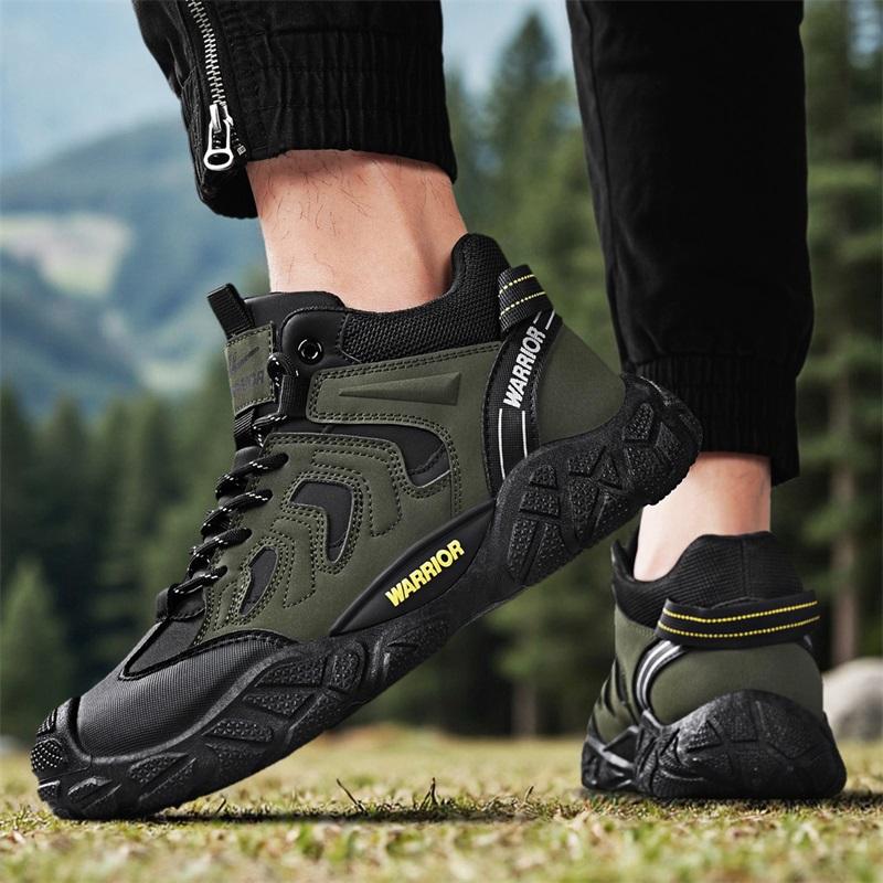 Warrior Casual Sports Fashion Versatile Trendy Classic High-Top Hiking Shoes Men Hiking Shoes Green Black WXP(WZ)-276603