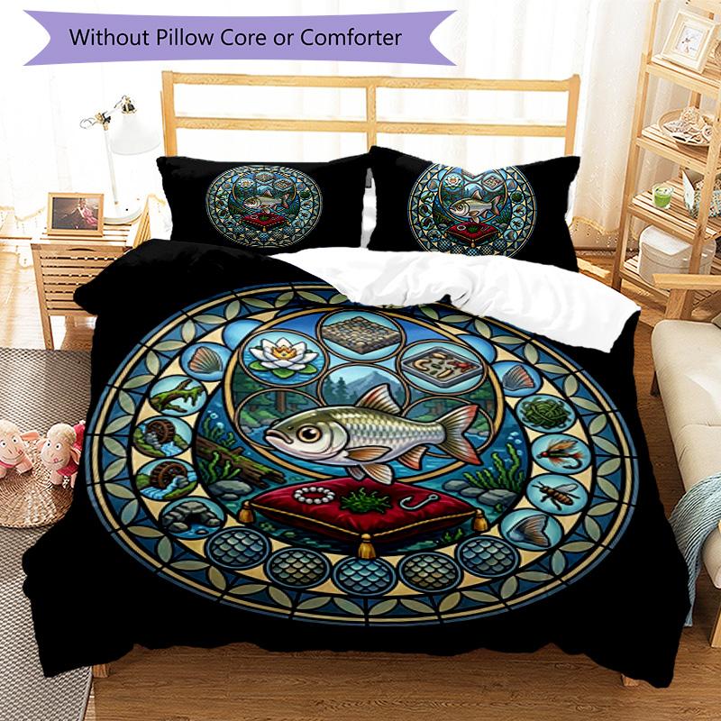 Adventure Mandala Pattern Bedding,Quilt Set Quilt Cover Pillowcase Home Birthday Gift (1*duvet Cover+2*pillowcase,without Core)