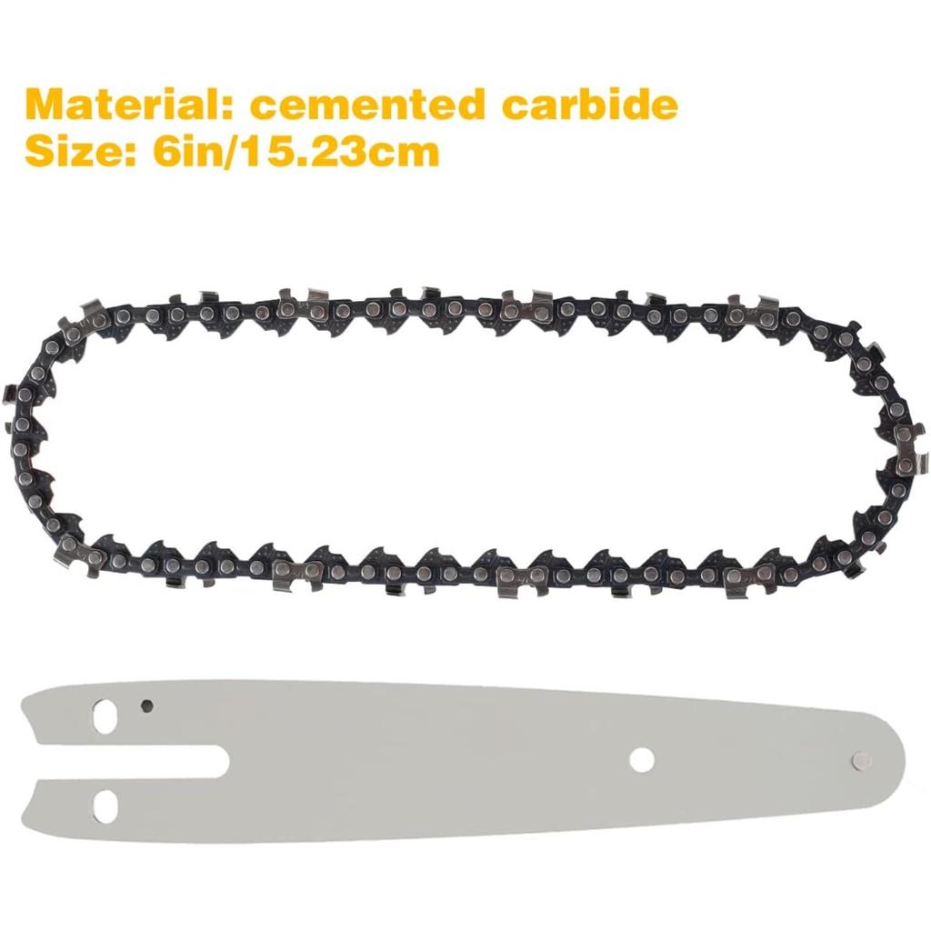 5 Pezzi Mini Motosega da 6 Pollici, Catena Con 2 Pezzi Catena di Ricambio Barra di Ricambio per Motosega Mini Portatile Elettrica Senza Fili Mini