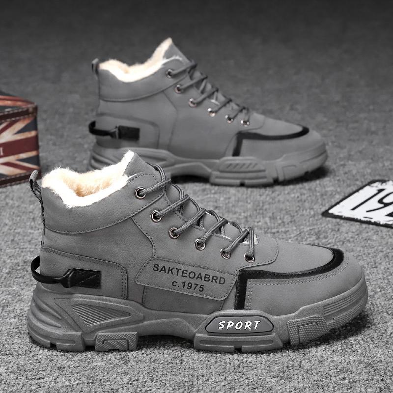 Winter new men's shoes fleece thickened casual Martin boots outdoor sports boots