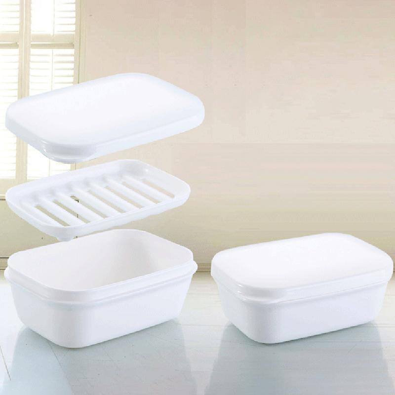 1Pc Covered Soap Box With Waterproof Seal Portable Soap Box Detachable Drain Tray And Soap Pan