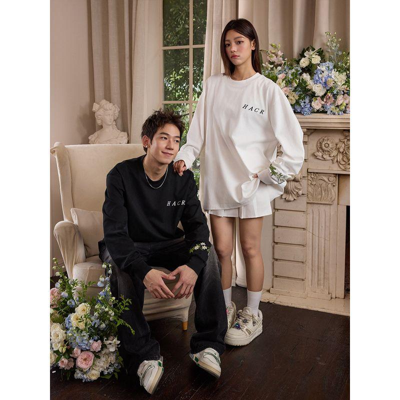 HACR's Harshandcruel Green Garland Embroider Bracelet Basic Pragmatic Round Neck Long Sleeves T-shirt