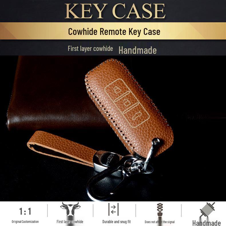 Baojun Car Key Case - Genuine Leather Shell for 730, 510, 530, 360, 560, 310W Models. Durable & Stylish for Women.
