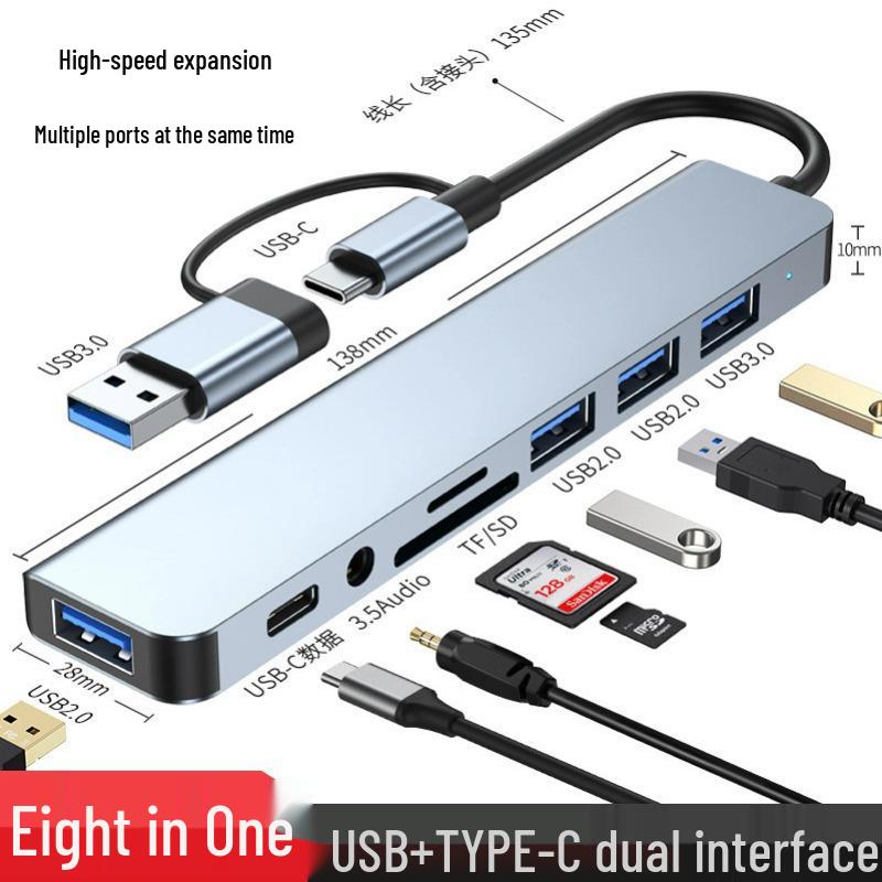 USB 3.0 Multi-Interface Type-C Expansion Hub for Laptops, Tablets, Phones, and Desktops